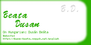 beata dusan business card
